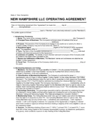 New Hampshire LLC Operating Agreement Template