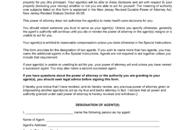 New Jersey Durable Power of Attorney Form