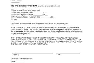 New Jersey Lease Termination Letter