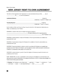 New Jersey Lease-to-Own Option-to-Purchase Agreement