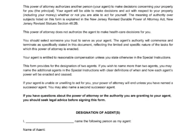 New Jersey Limited Power of Attorney Template
