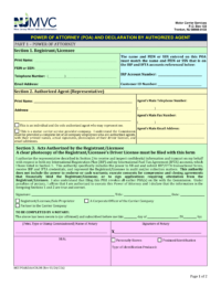 New Jersey Motor Vehicle Power of Attorney Form