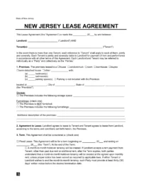 New Jersey Residential Lease Agreement