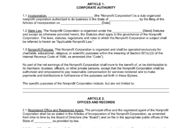 Nonprofit ByLaws Template