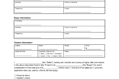 North Carolina Firearm Bill of Sale