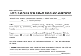 North Carolina Residential Purchase Agreement Template