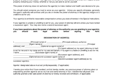North Dakota Durable Power of Attorney Form