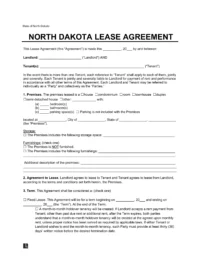 North Dakota Lease Agreement Template