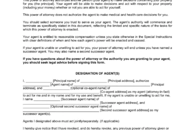 North Dakota Limited Power of Attorney Template