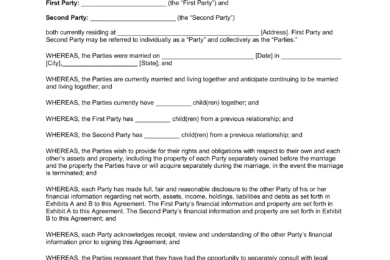 North Dakota Postnuptial Agreement Template
