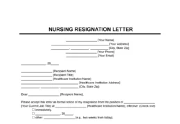 Nursing Resignation Letter Template