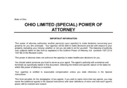 Ohio Limited Power of Attorney Template