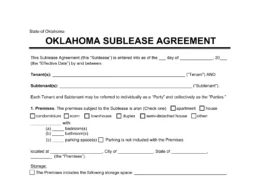 Oklahoma Sublease Agreement Template