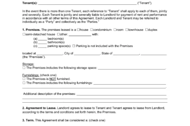 Oregon Lease Agreement Template