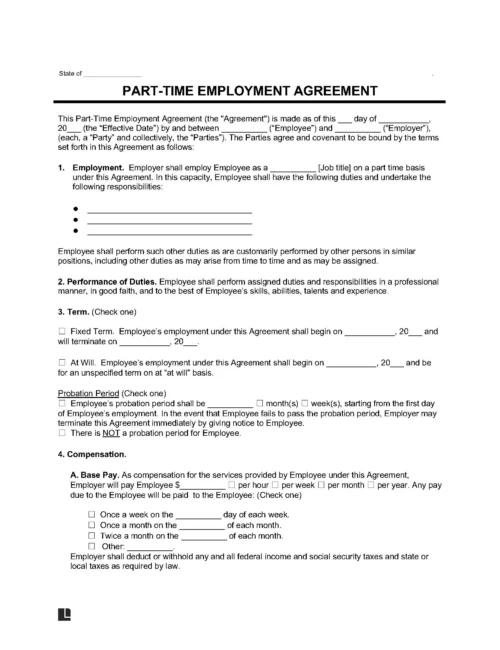 Part-Time Employment Agreement Template