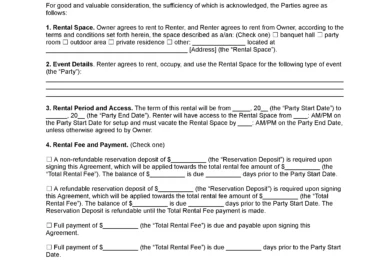Party Rental Agreement Template
