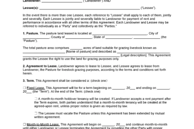 Pasture Lease Agreement