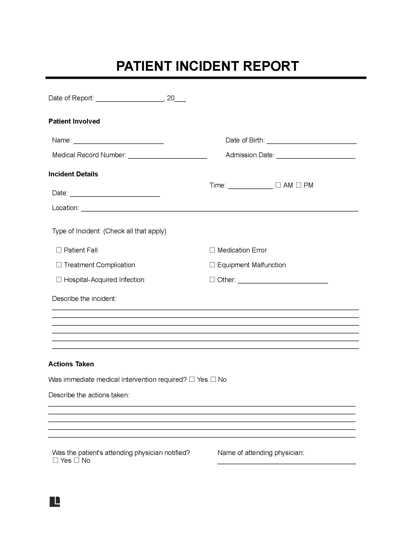 Patient Incident Report