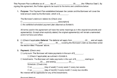 Payment Plan Agreement Template