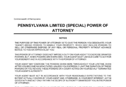 Pennsylvania Limited Power of Attorney Template