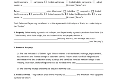 Pennsylvania Residential Purchase Agreement Template