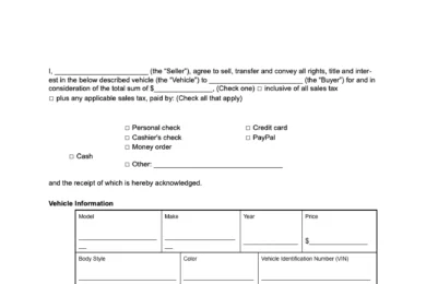 Pennsylvania vehicle bill of sale