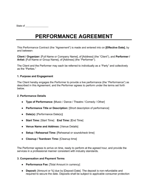 Performance Agreement template