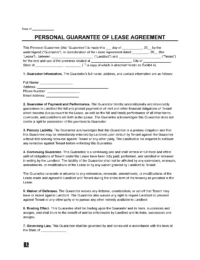 Personal Guarantee for Lease Agreement Template