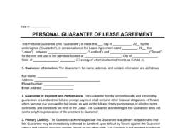 Personal Guarantee for Lease Agreement Template