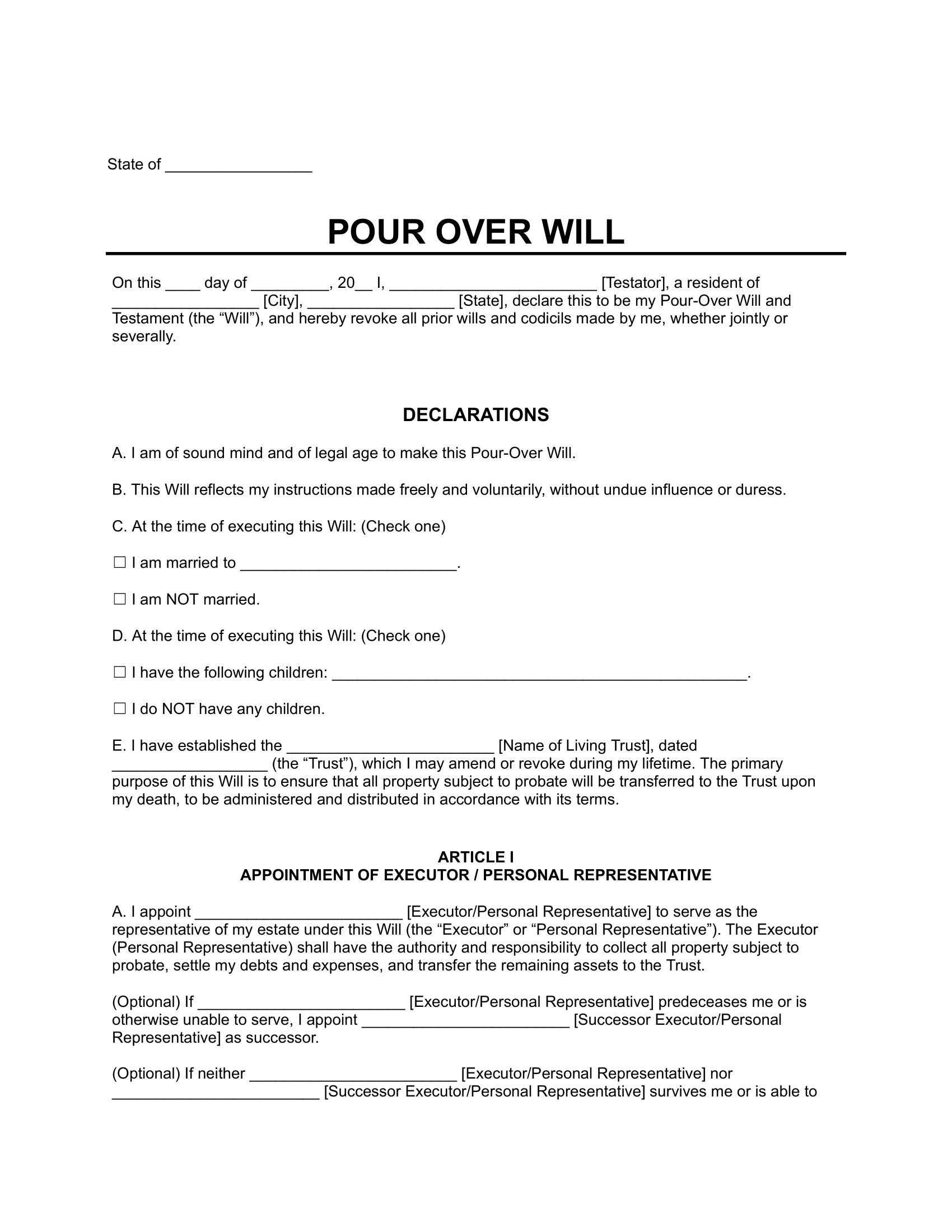 Pour Over Will