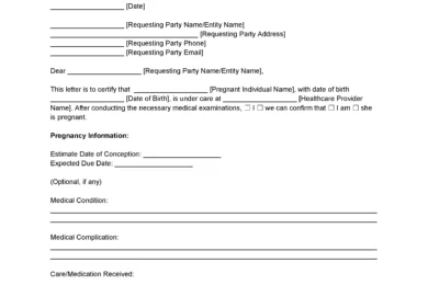 Pregnancy Verification Letter Template