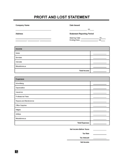 Profit and Loss Statement