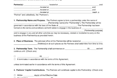 real estate partnership agreement template