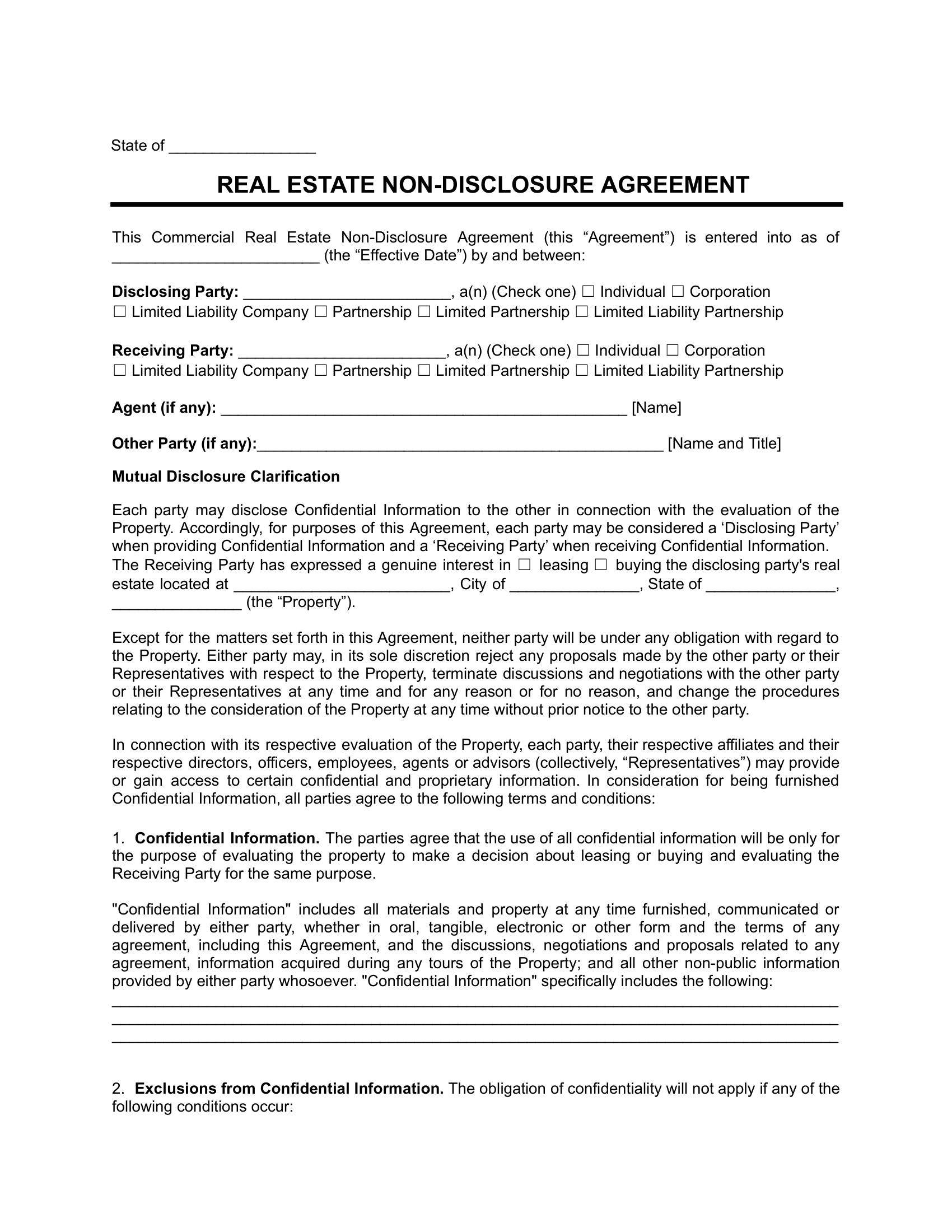 Real Estate Buyer Non-Disclosure Agreement