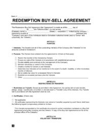 Redemption Buy-Sell Agreement