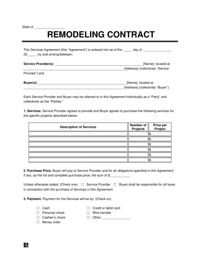 Home Improvement Contract Template
