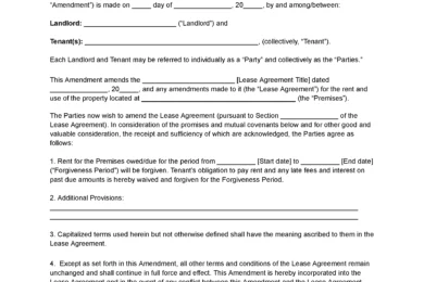 Rent Forgiveness Lease Amendment Template