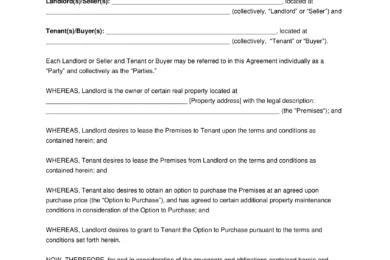 Sample of a Rent to Own Lease/Rental Agreement Template