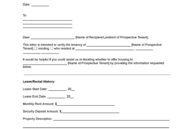 Rent Landlord Verification Form