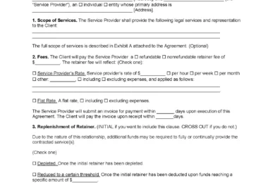 Retainer Agreement screenshot