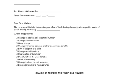 Social Security Change in Information Form