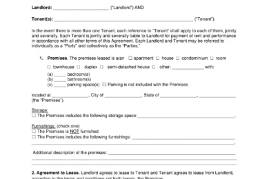 San Antonio Residential Lease Agreement Template