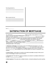Satisfaction of Mortgage Form
