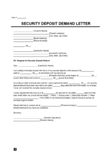 Security Deposit Demand Letter Template