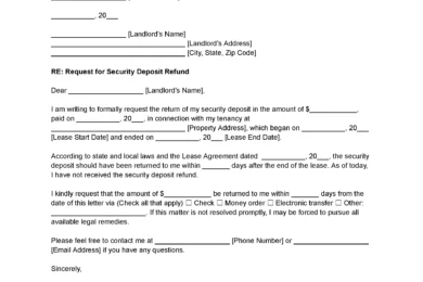 Security Deposit Demand Letter Template