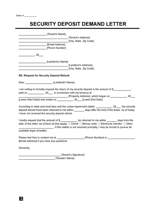 Security Deposit Demand Letter Template