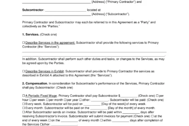 Security subcontractor agreement template