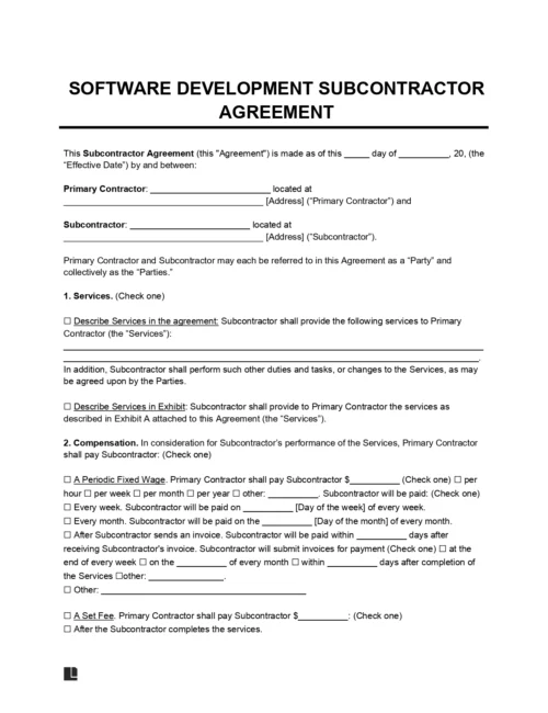 Software Development Subcontractor Agreement
