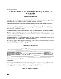 South Carolina Limited Power of Attorney Form