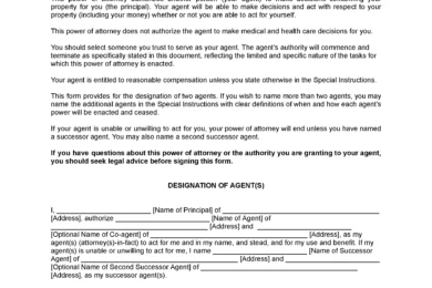 South Carolina Limited Power of Attorney Form